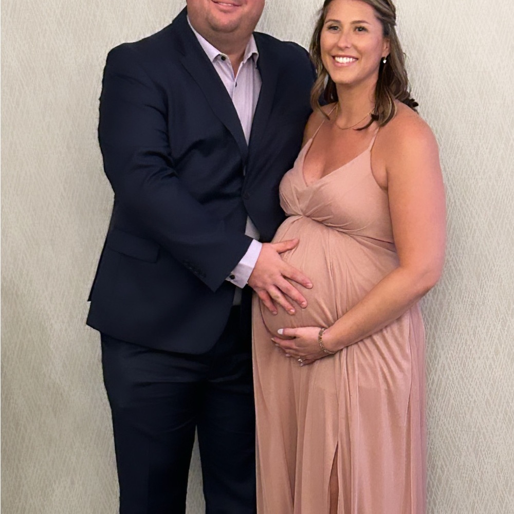 Elegant Blush Pink Maxi Maternity Dress